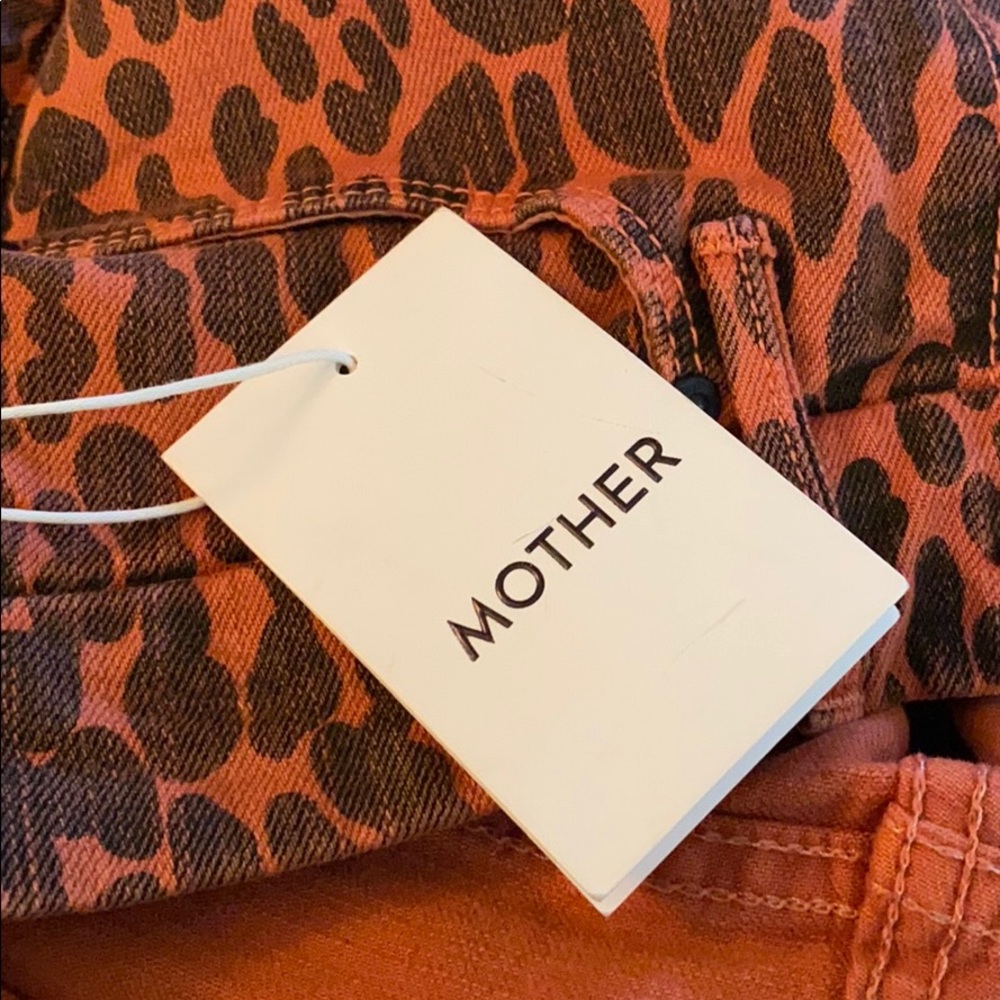 NWT MOTHER ORANGE LEOPARD PRINT HIGH WAIST JEANS - Picture 6 of 8